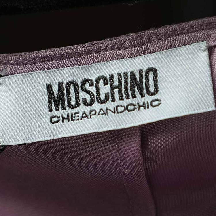 Pre Owned Moschino Cheap & Chic Lilac Silk Chiffon Rose Floral Draped Slit Detail Maxi Dress M