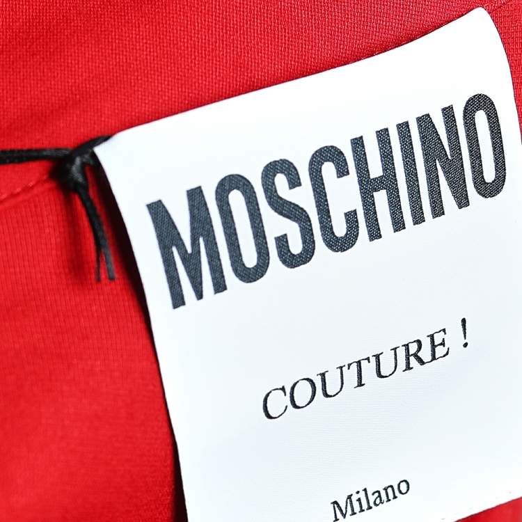 Pre Owned Moschino Red Wool Off shoulder Belted Detail Playsuit M
