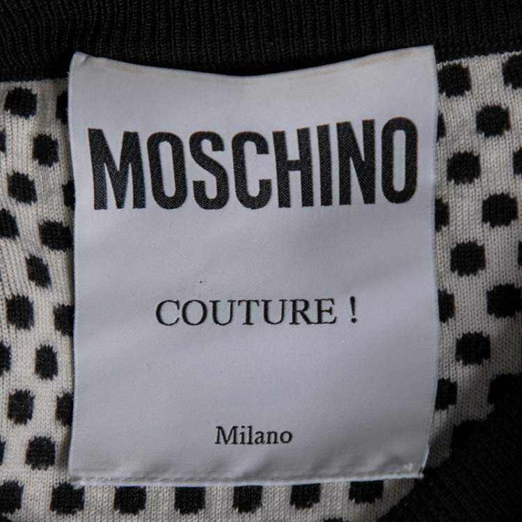 Pre Owned Moschino Couture Multicolored Polka Dotted Chain Print Crepe & Knit Cardigan S