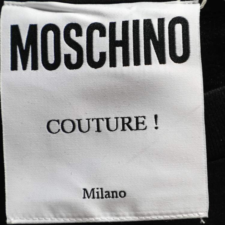 Pre Owned Moschino Couture Black Printed Cotton Crewneck T-Shirt L