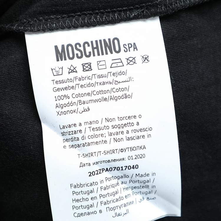 Pre Owned Moschino Couture Black Printed Cotton Crewneck T-Shirt L