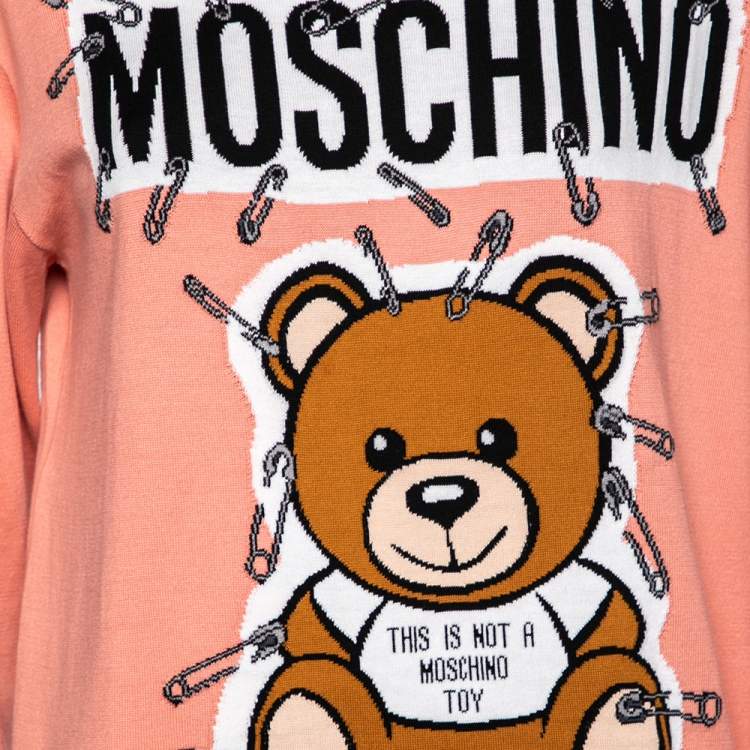 Pre Owned Moschino Couture Pink This is Not a Moschino Toy Intarsia Knit Sweater S