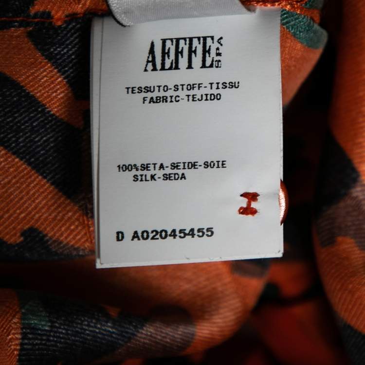 Pre Owned Moschino Couture Orange Printed Silk Neck Tie Detail Shirt L