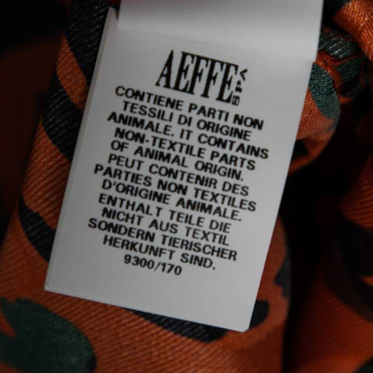 Pre Owned Moschino Couture Orange Printed Silk Neck Tie Detail Shirt L