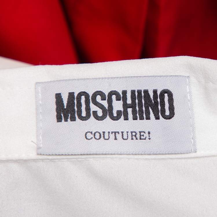 Pre Owned Moschino Couture White Silk Looney Tunes Printed Shirt Dress M
