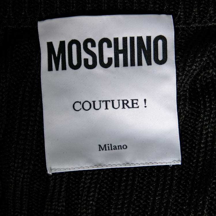 Pre Owned Moschino Couture Black Knit Fringe Detailed Hem Sleeveless Tank Top M