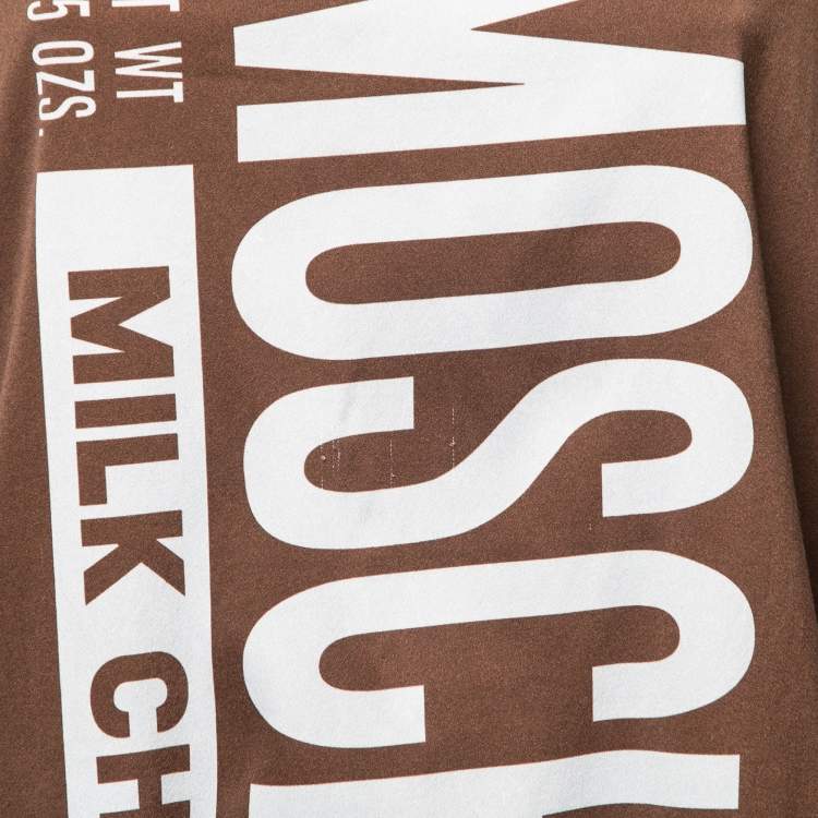 Pre Owned Moschino Couture Brown Logo Printed Dress M