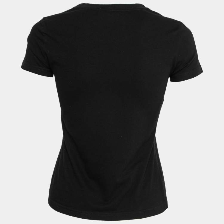 Pre Owned Moschino Couture Black Capsule Logo Print Cotton T-Shirt XS