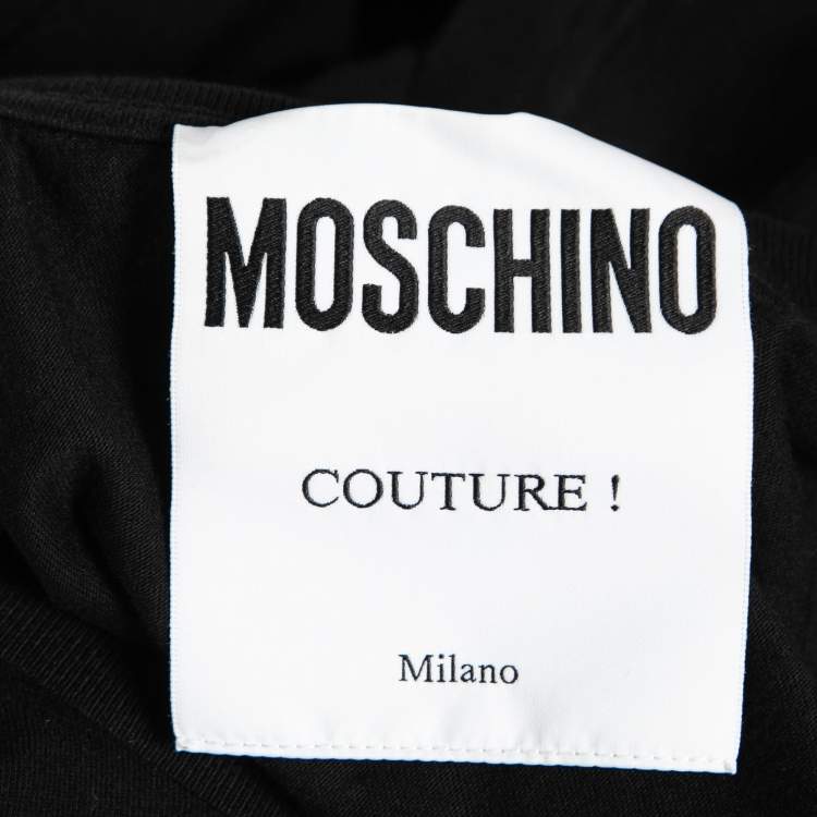 Pre Owned Moschino Couture Black Capsule Logo Print Cotton T-Shirt XS