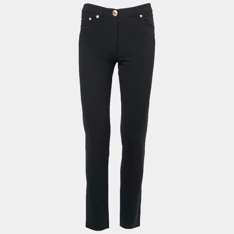 Pre Owned Moschino Couture Black Crepe Skinny-Leg Trousers S