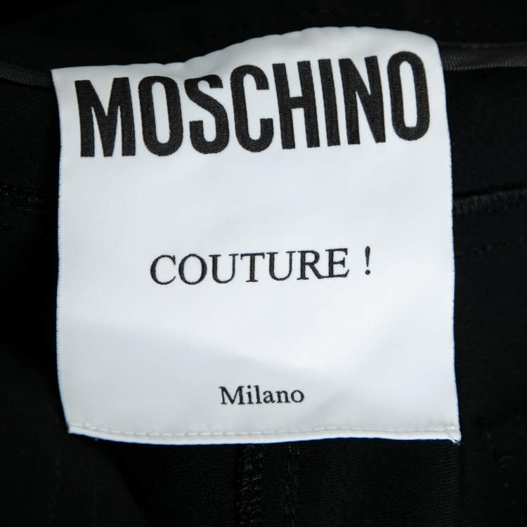 Pre Owned Moschino Couture Black Crepe Skinny-Leg Trousers S