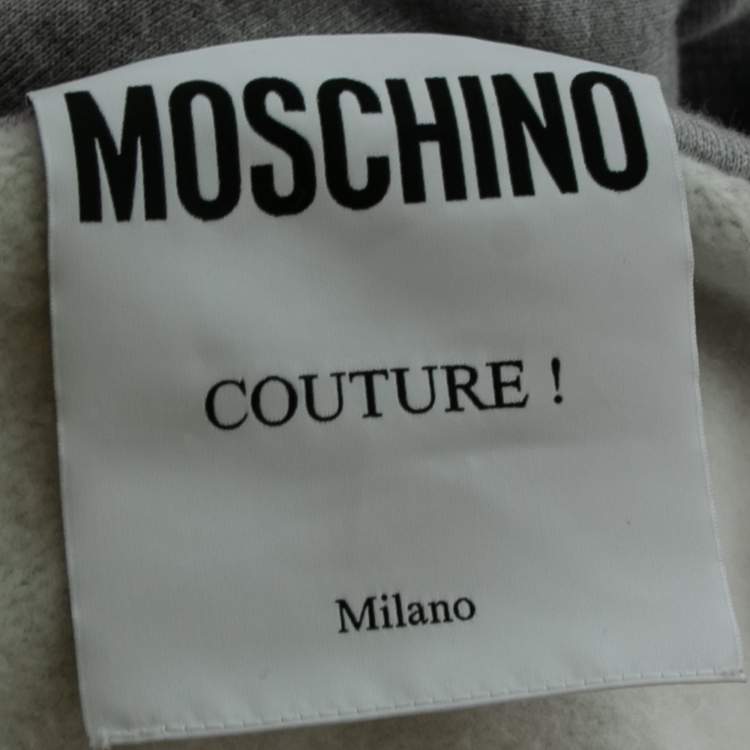 Pre Owned Moschino Couture Grey Cotton Sweatshirt Pencil Skirt M
