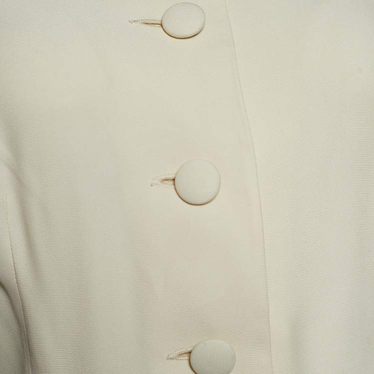 Pre Owned Moschino Couture Cream Crepe Bow Detail Button Front Top M