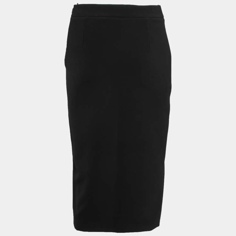 Pre Owned Moschino Couture Black Crepe Pencil Skirt S