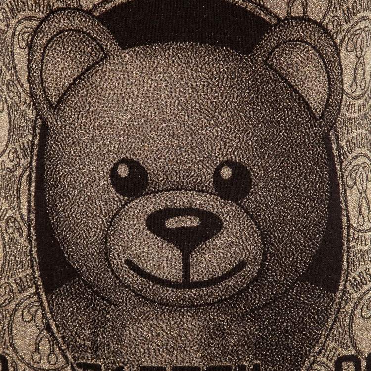 Pre Owned Moschino Couture Brown Metallic Teddy Bear Knit Mini Dress M