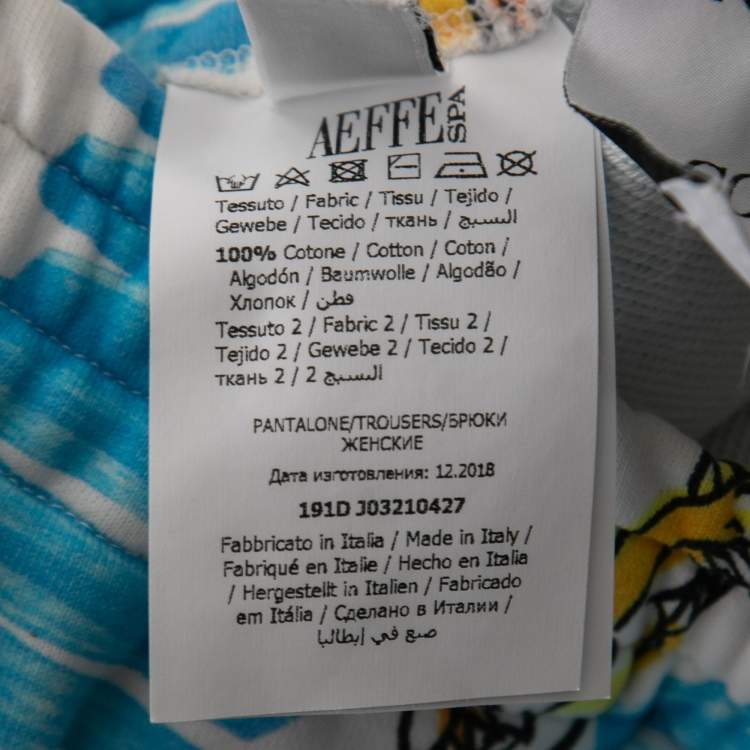 Pre Owned Moschino Couture Blue Chain Printed Cotton Joggers S