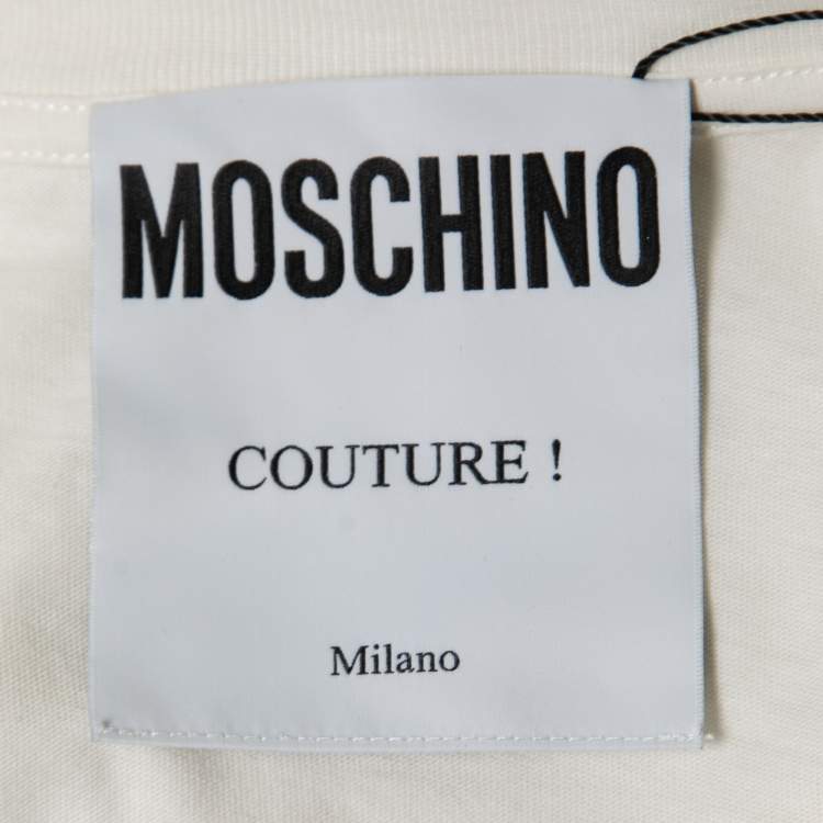 Pre Owned Moschino Couture White Cotton Teddy Bear Oversized T-Shirt M