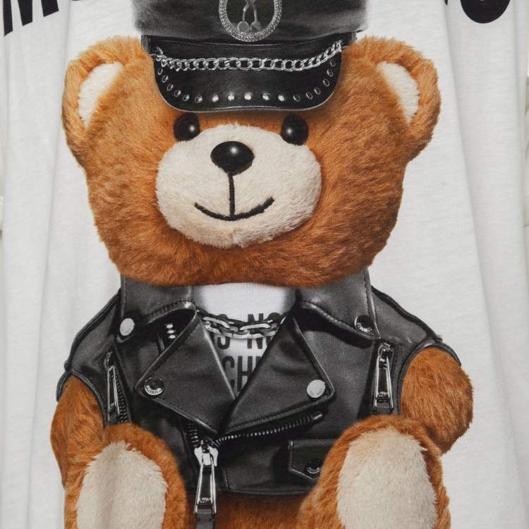 Pre Owned Moschino Couture White Cotton Teddy Bear Oversized T-Shirt M