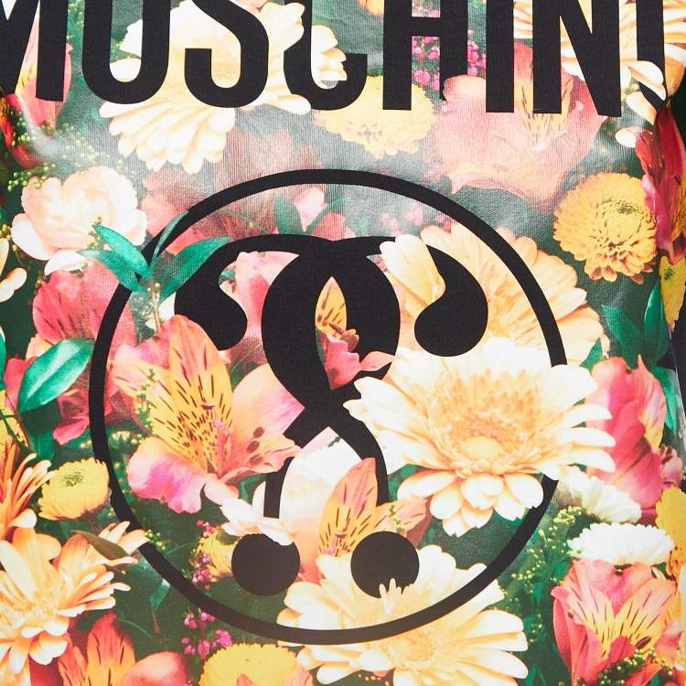 Pre Owned Moschino Couture Black Floral Print Cotton Ruffle Detail Dress S