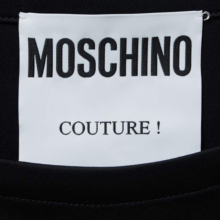 Pre Owned Moschino Couture Black Jersey Logo Print T-Shirt Dress M