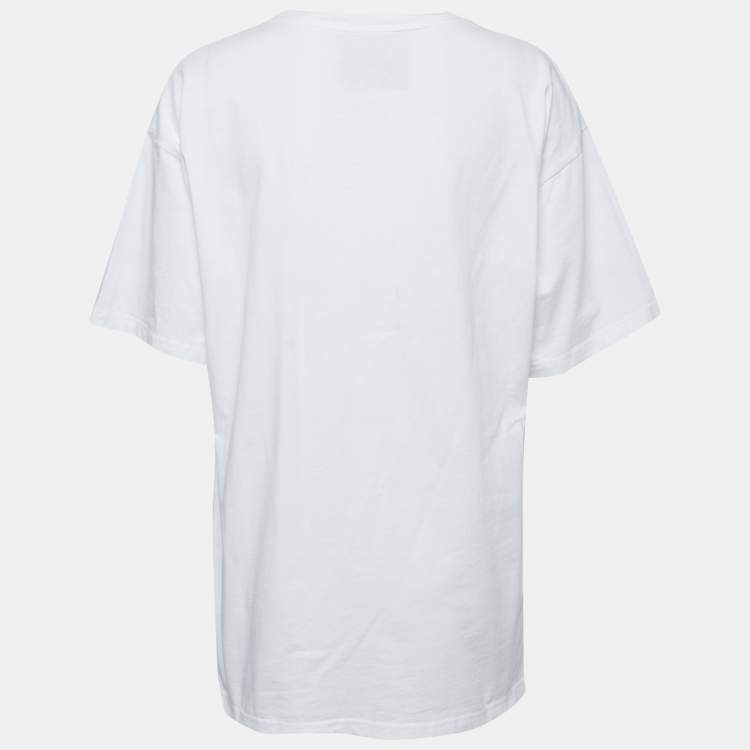 Pre Owned Moschino Couture White Cotton Teddy Bear Cake Print T-Shirt L