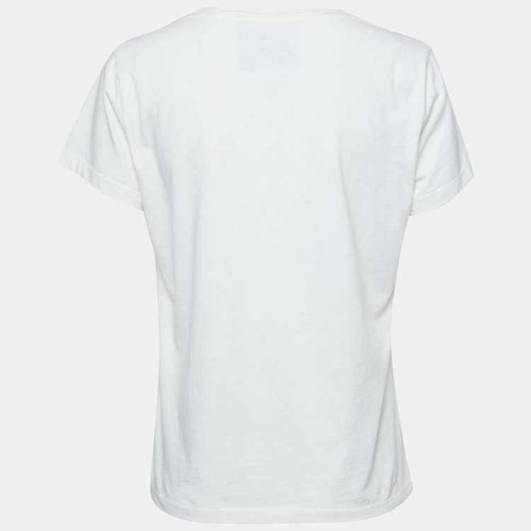 Pre Owned Moschino Couture White Cotton Toy Bear Logo T-Shirt L