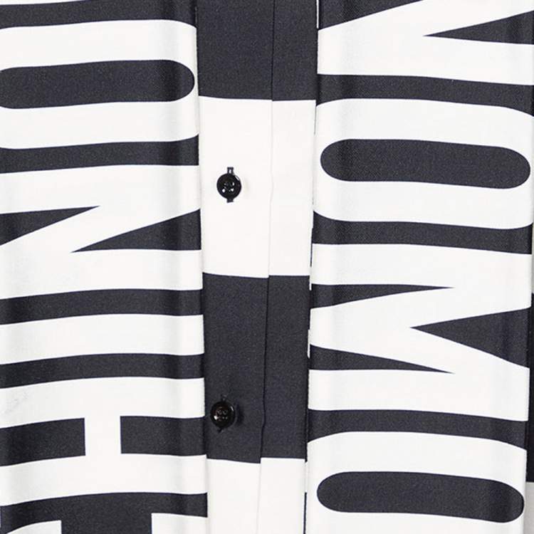 Pre Owned Moschino Couture Monochrome Printed Silk Neck Tie Detail Sleeveless Shirt M