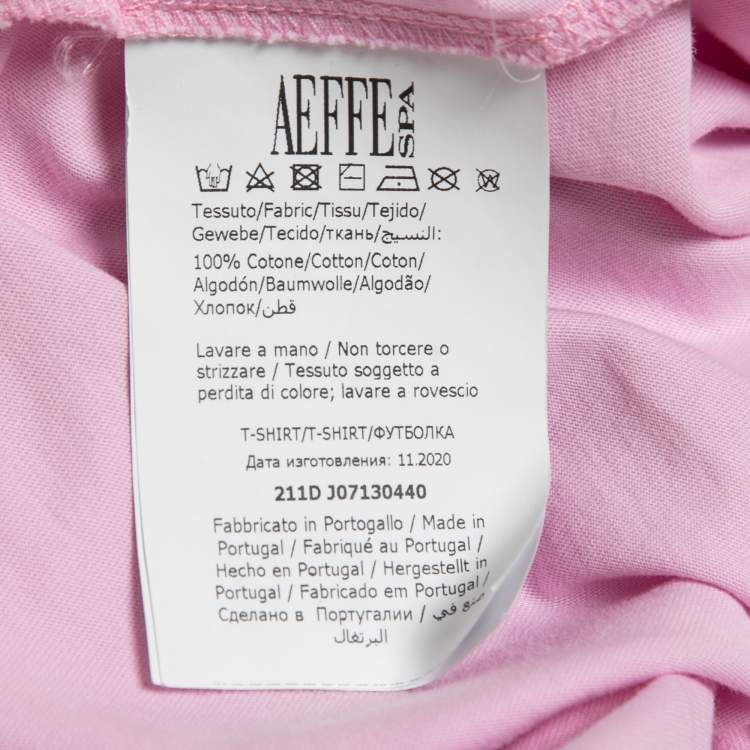 Pre Owned Moschino Couture Pink Cotton Logo Print T-Shirt M