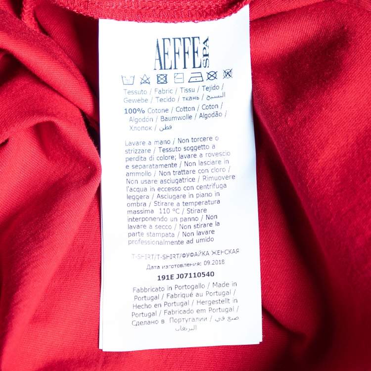 Pre Owned Moschino Couture Red Cotton Knit Logo Embroidered Oversized T-Shirt XXS