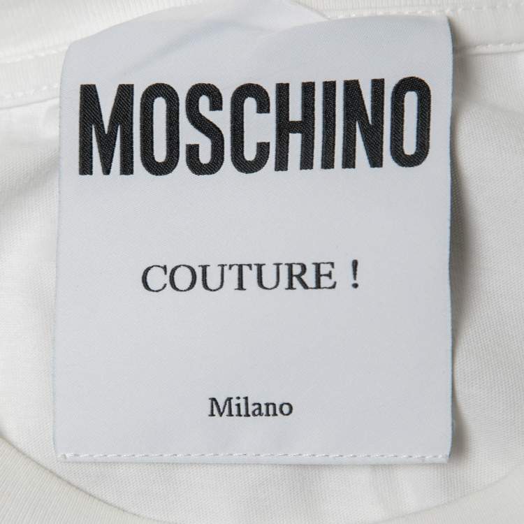 Pre Owned Moschino Couture White Matador Puppet Print Cotton Crew Neck T-shirt S