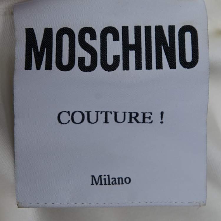 مملوكة مسبقًا Moschino Couture White Cotton Knit Contrast Hem Mini Dress S
