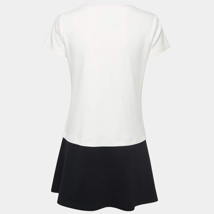 مملوكة مسبقًا Moschino Couture White Cotton Knit Contrast Hem Mini Dress S