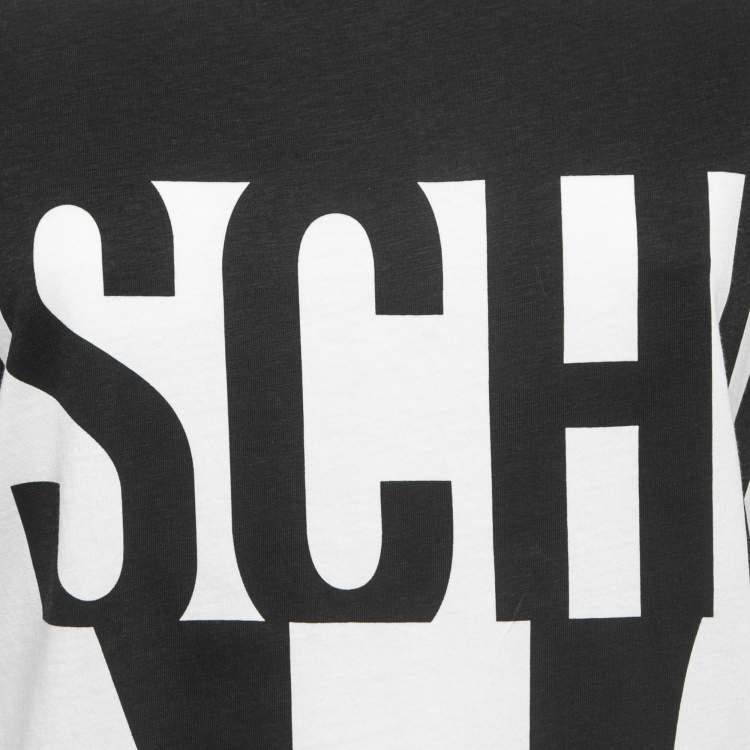 Pre Owned Moschino couture Monochrome Logo Printed Cotton Knit T-Shirt L
