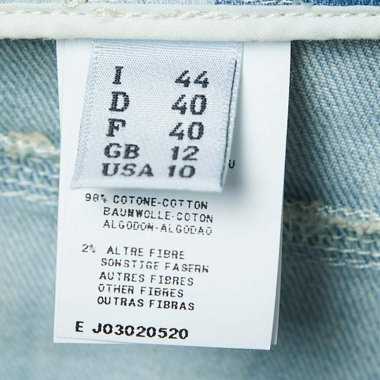 Pre Owned Moschino Couture Blue Logo Patterned Denim Jeans M Waist 32"