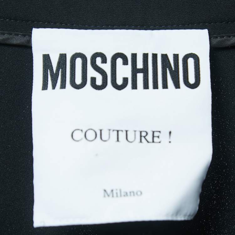 Pre Owned Moschino Couture Black Crepe Flared Pants L
