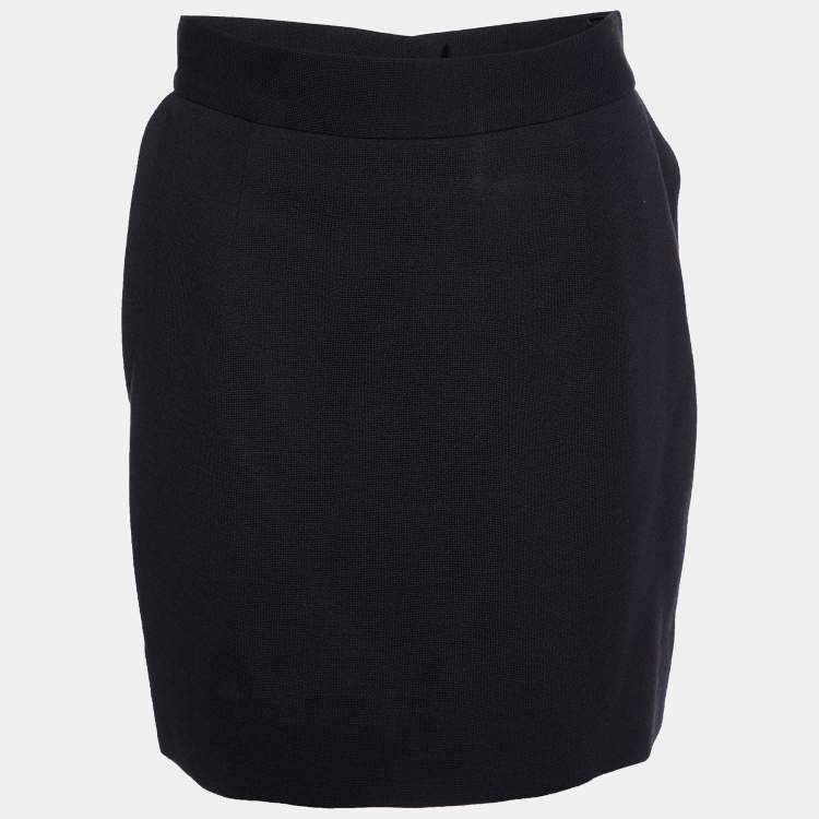 Pre Owned Moschino Couture Black Virgin Wool Mini Skirt M