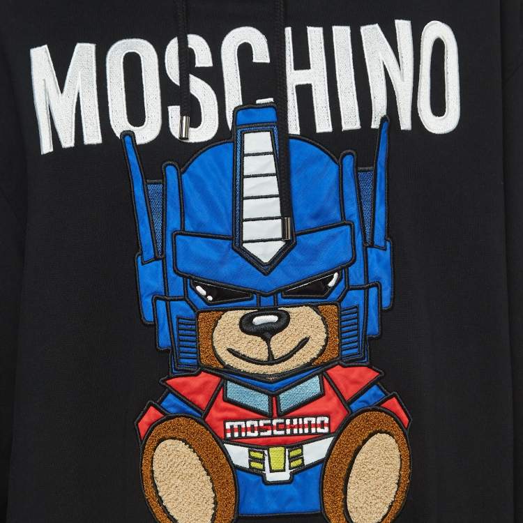 Pre Owned Moschino Couture Black Transformer Teddy Cotton Hoodie M