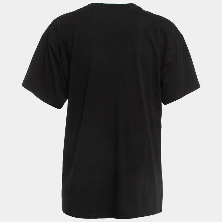 Pre Owned Moschino Couture  Black Logo Print Cotton Half Sleeve T-Shirt XS