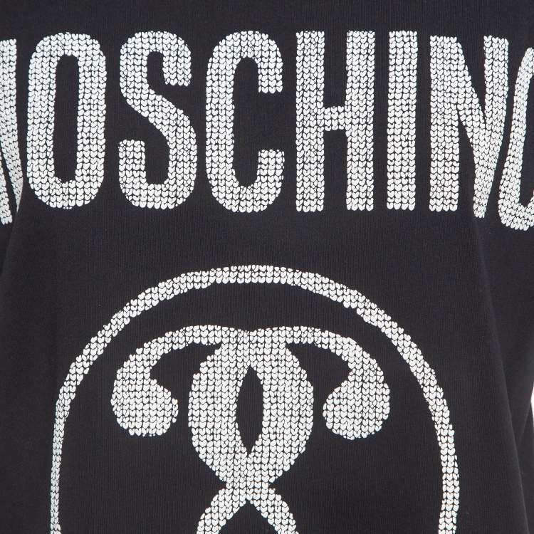 Pre Owned Moschino Couture  Black Logo Print Cotton Half Sleeve T-Shirt XS