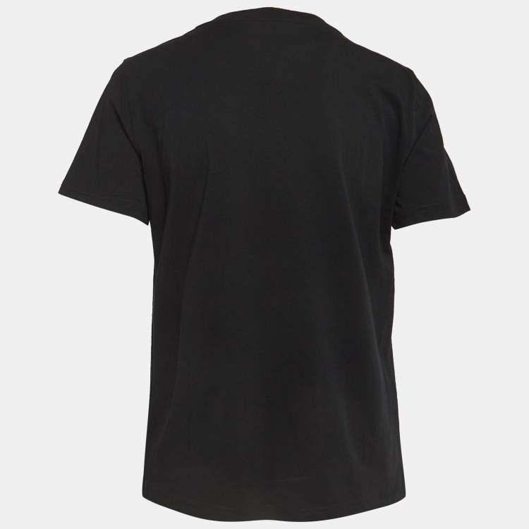 Pre Owned Moschino Couture Black Logo Embroidered Cotton Half Sleeve T-Shirt M