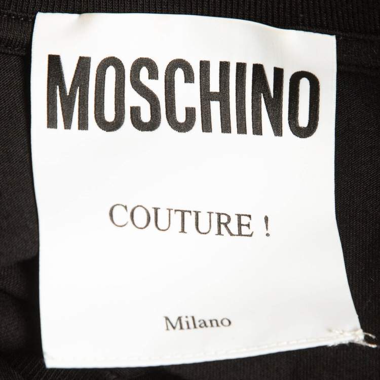 Pre Owned Moschino Couture Do Not Enter Print Cotton T-Shirt XS   
