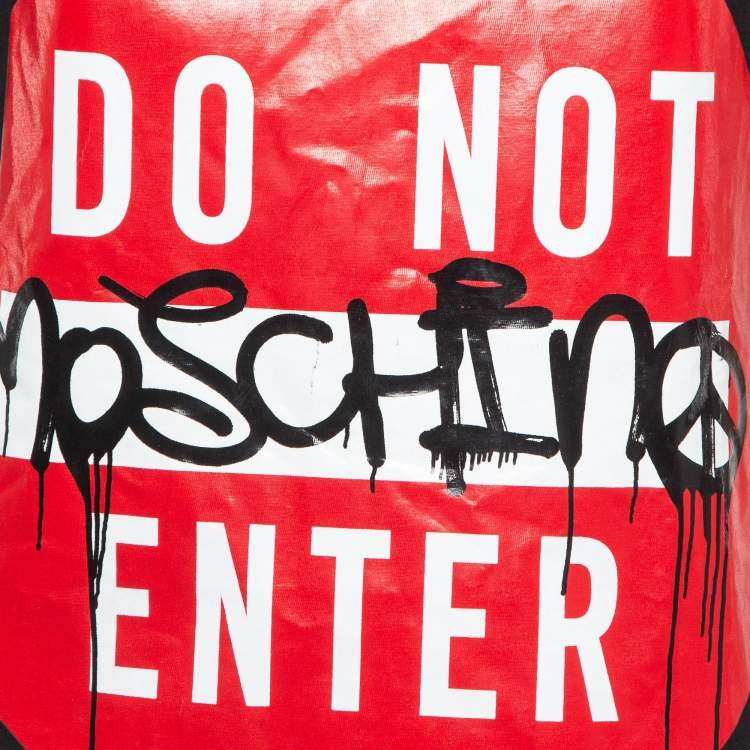 Pre Owned Moschino Couture Do Not Enter Print Cotton T-Shirt XS   