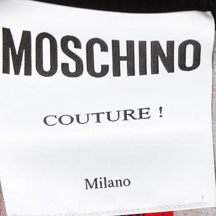 Pre Owned Moschino Couture Printed Cotton and Crepe Back Buttoned Sweatshirt M