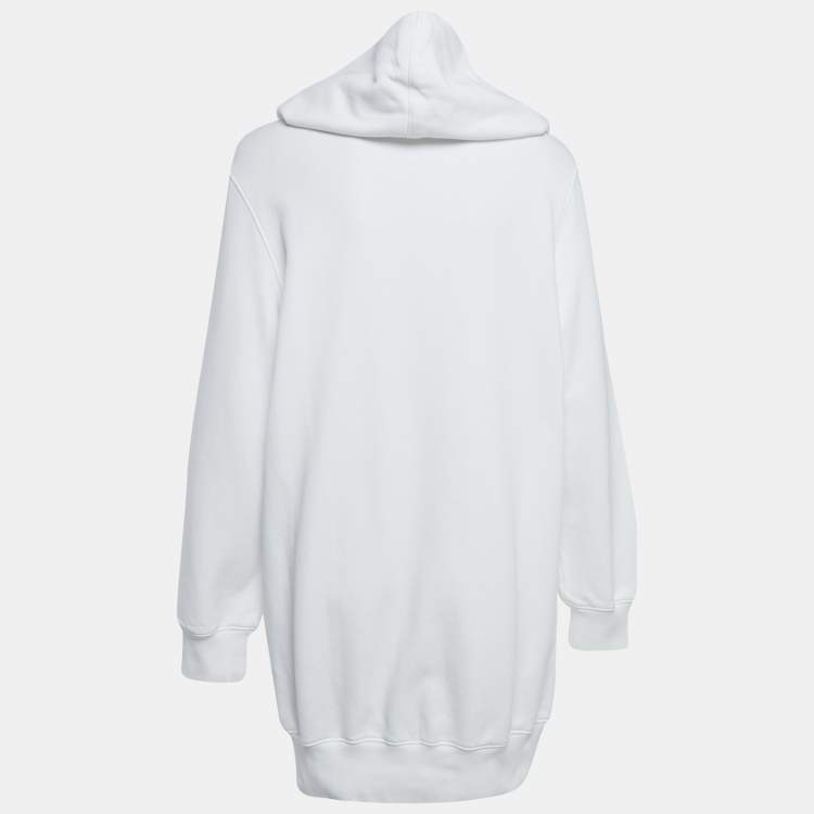Pre Owned Moschino Couture White Teddy Print Cotton Hoodie S