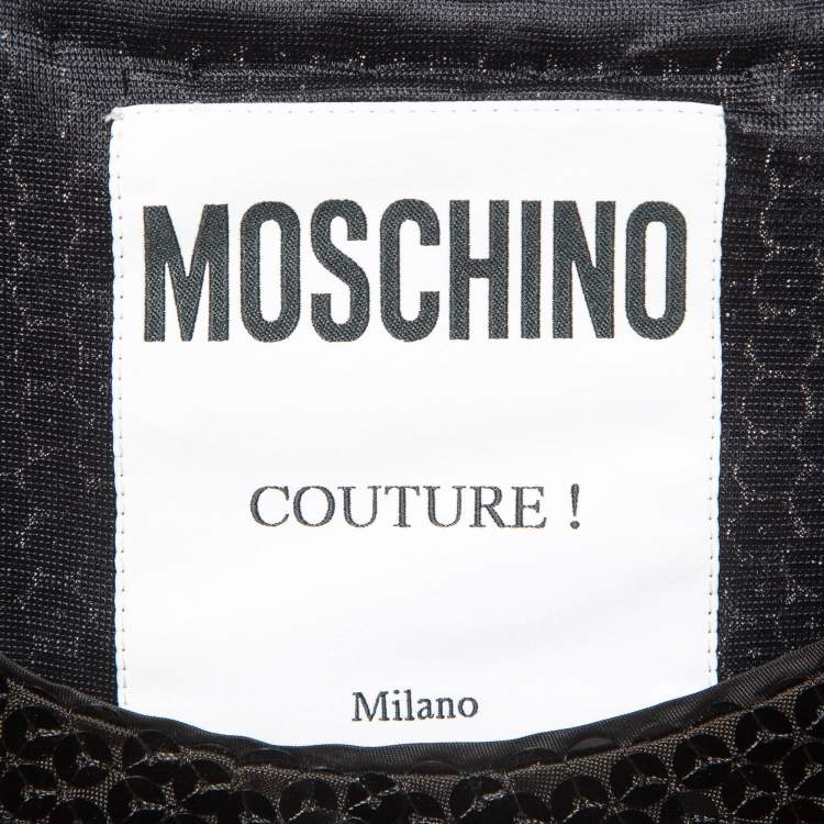 Pre Owned Moschino Couture Black Rock and Roll Sequin T-Shirt XS