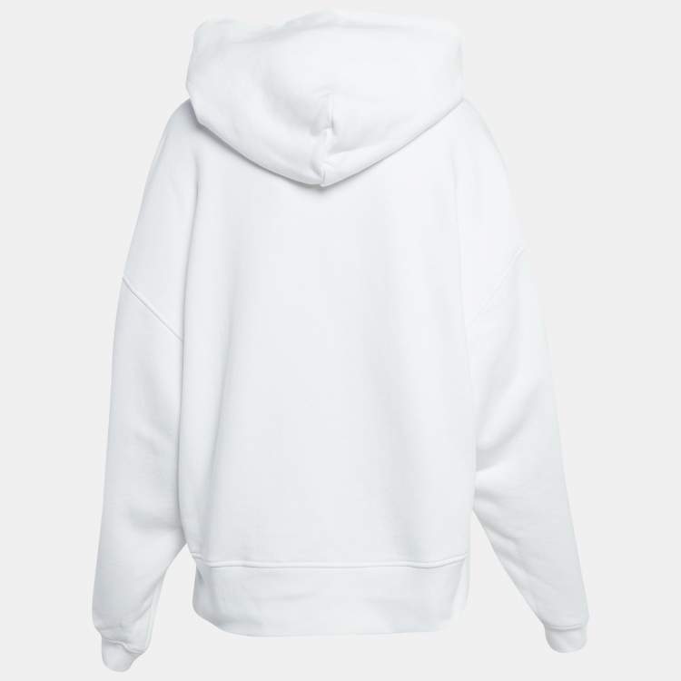 Pre Owned Moschino Mo5ch1no Jeans White Peace & Love Print Cotton Hoodie M