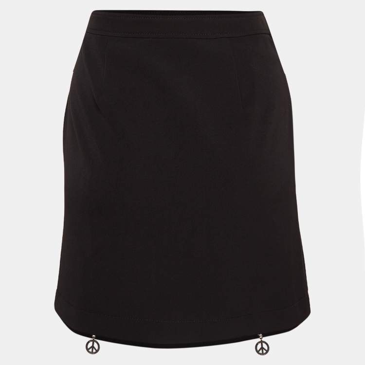مملوكة مسبقًا Moschino M05CHIN0 Jeans Black Stretch Crepe Zipper Detail Mini Skirt S