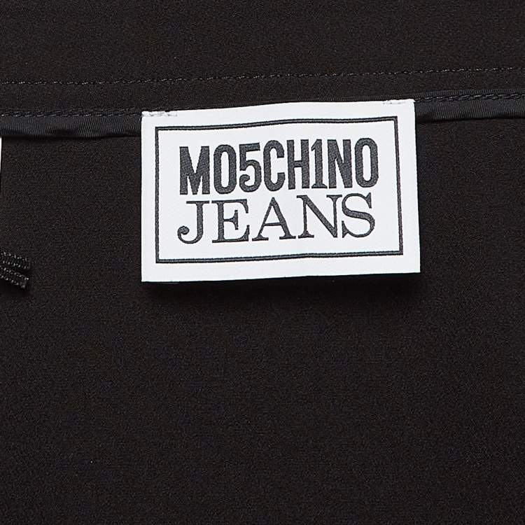 مملوكة مسبقًا Moschino M05CHIN0 Jeans Black Stretch Crepe Zipper Detail Mini Skirt S