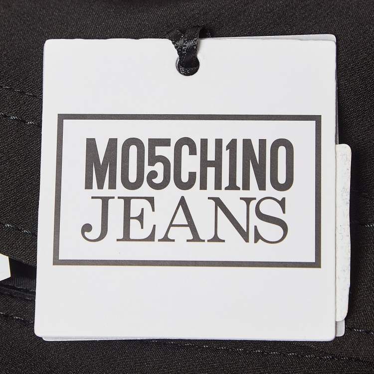 مملوكة مسبقًا Moschino M05CHIN0 Jeans Black Stretch Crepe Zipper Detail Mini Skirt S