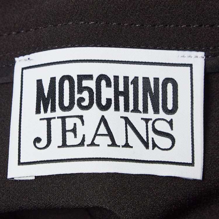 مملوكة مسبقًا Moschino M05CHIN0 Jeans Black Stretch Crepe Zipper Detail Mini Skirt S